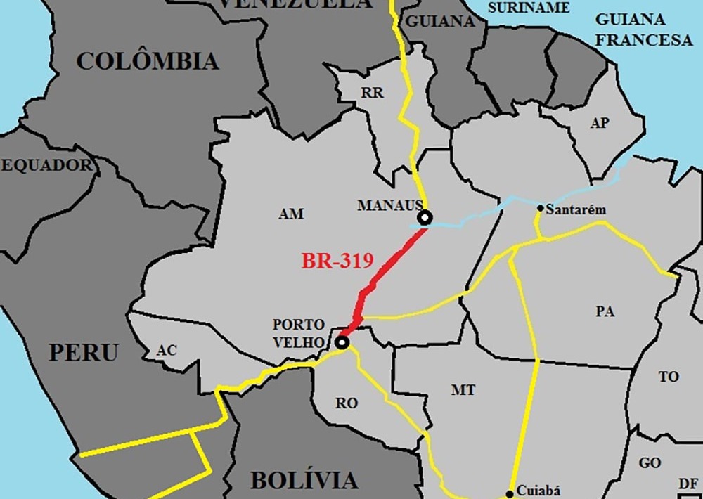 Location map of BR-319, Wikipedia/CC