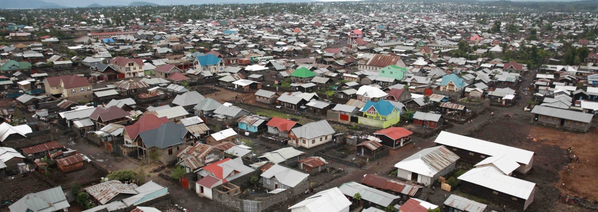 Aerial view of Goma, Nord Kivu, DRC from 2014. In early 2025, the rebel group M23 captured Goma, the regional hub of the Eastern DRC. Image courtesy of MONUSCO/Wikimedia Commons (CC BY-NC 2.0)