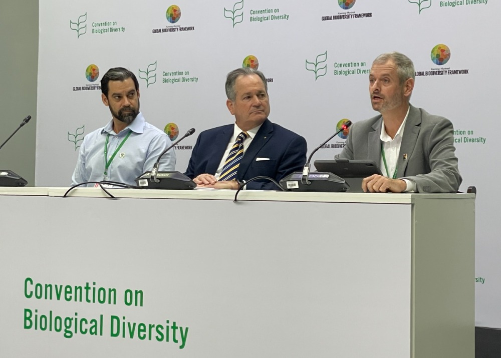 James Lewis, Vice President of Conservation for Rainforest Trust, speaks at the Convention on Biological Diversity in Panama