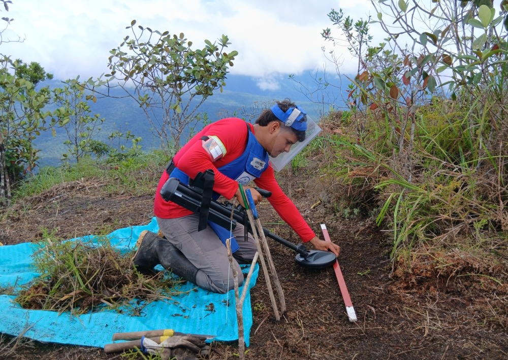 HALO staff work to clear landmines from the project area, photo courtesy of HALO