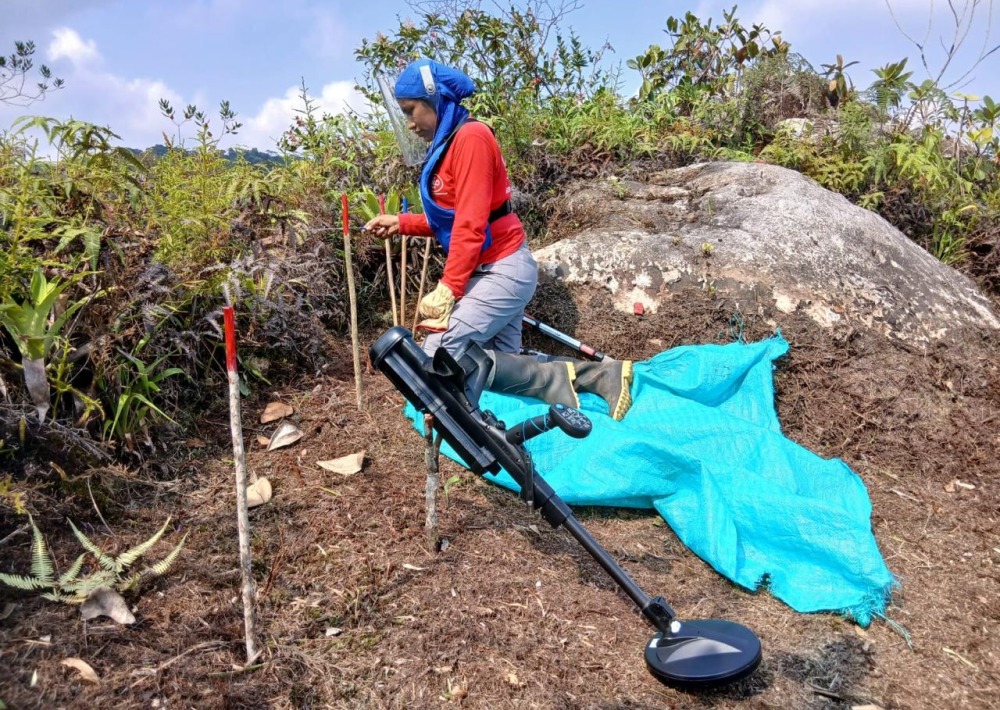 HALO staff work to clear landmines from the project area, photo courtesy of HALO